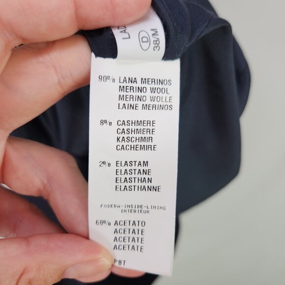 Fabiana Filippi Merino Wool Cashmere Dress Size 12 Blue Ruffle Shift Beads Trim - Picture 6 of 13